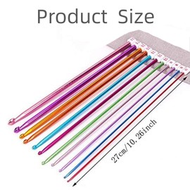 MEZOKUCEL Colorful 11-Piece Tunisian Crochet Hooks and Afghan Knitting Needles Set, 2mm to 8mm- Ideal for Beginners Aluminum Hooks and Great Supplies for Knitting & Crochet