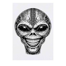 Azeeda 'Grinsender Außerirdischer' Temporäres Tattoo - Hautfreundlicher & Ungiftiger Abziehbild · Wasserfest (TO00083255)