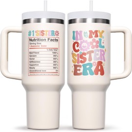 Fimibuke Christmas Gifts for Sister - 40 OZ Tumbler Best Sister Gifts for Sister, Sister in Law from Sister, Brother, Friends - In My Cool Sister Era Insulated Cup Birthday Gifts for Sister, Friends