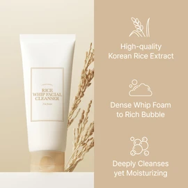I'M From I'm from Rice Whip Facial Cleanser 5.07 Fl Oz, low-pH Korean Rice Water Face Wash for sensitive, dry skin, Gentle Face Wash for Hydrating & Moisturizing, Creamy Lather, Makeup Remover