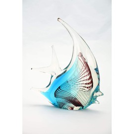 CC Home Furnishings 13" Blue Hand Blown Glass Fish Tabletop Decoration