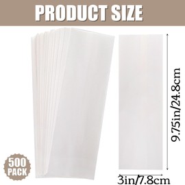 YOUEON 500 Pcs White Kraft Paper Silverware Bags Churro Bags, 3 x 9.8 in Greaseproof Silverware Sleeves, Food Bag Bulk for Kitchen Cutlery, Bread, Treats, Cookies, Party Supplies, Table Setting