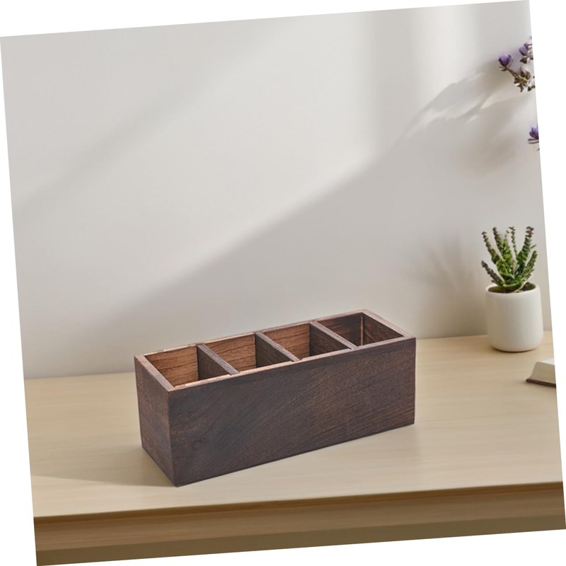 COHEALI Cosmetic Storage Box Wooden Makeup Brush Holder Organizer Desktop