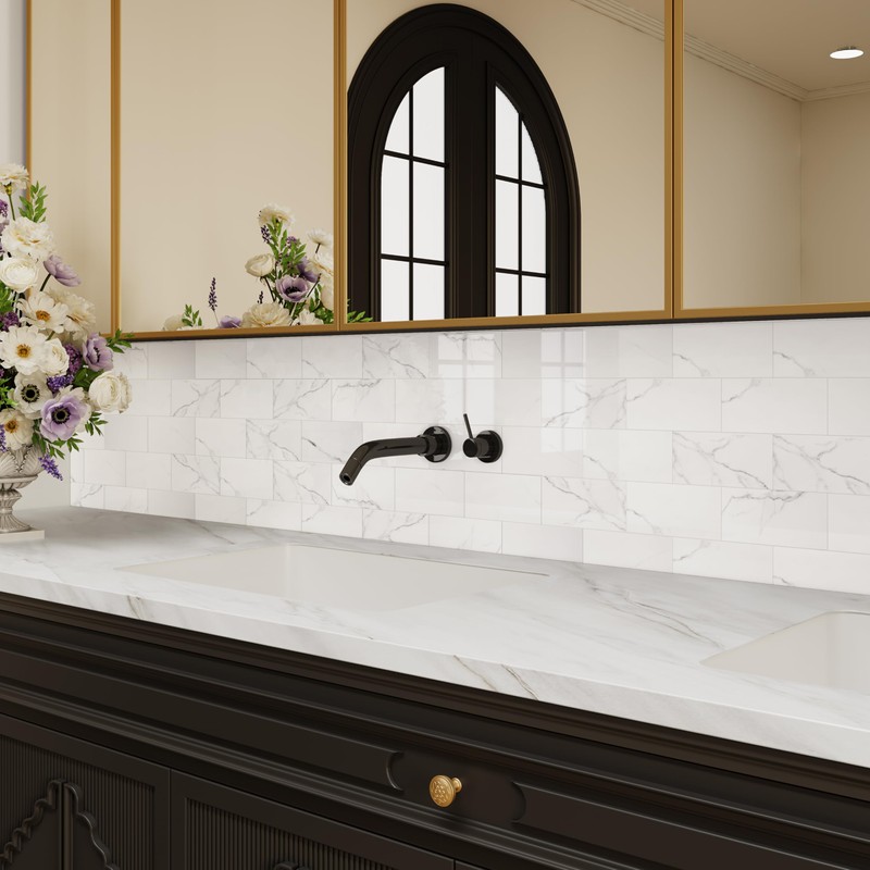 COLAMO Luxury 10-Sheet Peel and Stick Backsplash,Self Adhesive Faux Stone