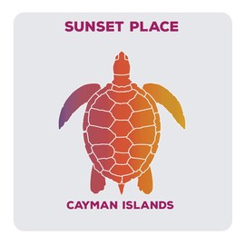 Sunset Place Cayman Islands Souvenir Acrylic Coaster 4-Pack Turtle Design