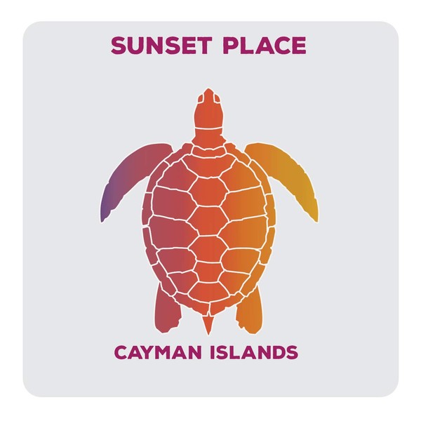 Sunset Place Cayman Islands Souvenir Acrylic Coaster 4-Pack Turtle Design