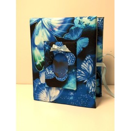 Timeless Treasures Blue Butterfly Photo Album - Holds 100 4 x 6 Photos - Handmade