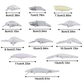 Unpainted Fishing Lures Making Kit DIY Lure Blank Crankbaits Minnow Hard Bait Set with Treble Hooks Split Rings Lure Eyes Stickers Pliers DIY Fishing Tackle