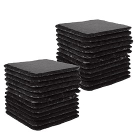 YOUNTHYE 36PCS Slate Coasters Bulk Black Stone Coasters Square Slate Coasters 4 inch Slate Stone Cup Coaster Set for Drink Bar Kitchen Home Blanks Black Stone Coaster with Anti-Scratch Bottom