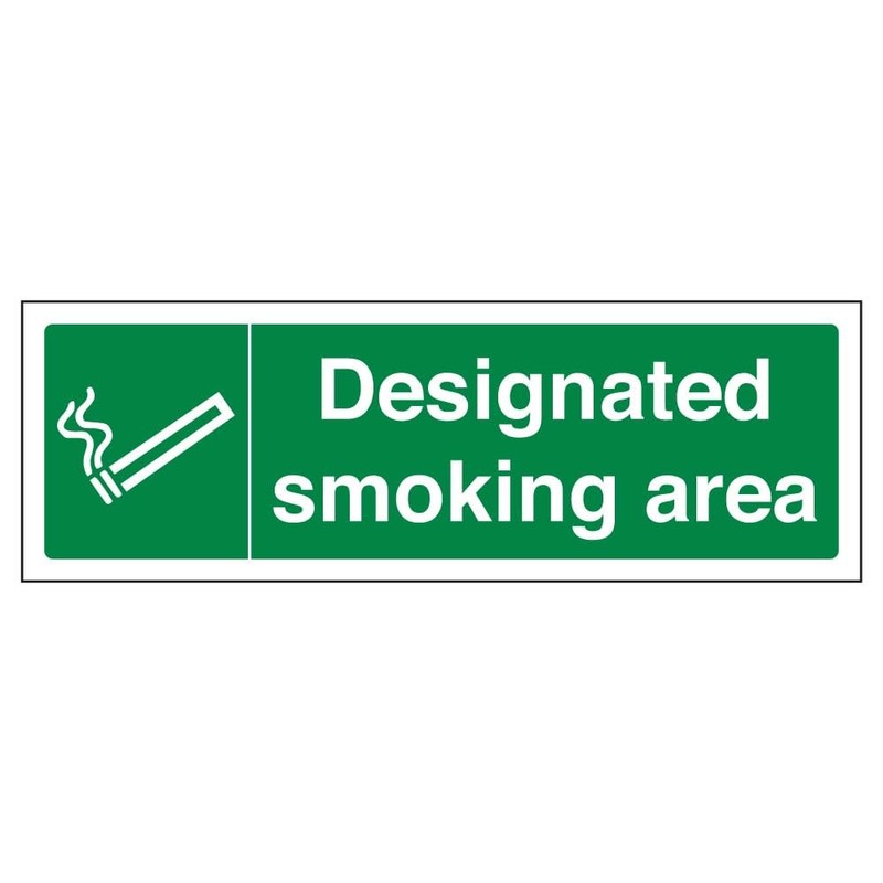 VSafety 57015AX-R"Designated Smoking Area" Prohibition Sign, Rigid Plastic, Landscape, 300