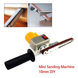 Sanding Belt Machine, Portable Hand-held Mini Angle Sander Polisher Grinder with 10pcs Abrasive Belts 7 Speeds Adjustable Mini Belt Machine Tool Woodworking for DIY Grinding, Polishing 4000-9000 RPM