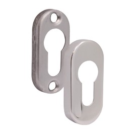 Upright Euro Escutcheon Oval Shaped Keyhole Cover - Polished Stainless Steel - Pack of 1