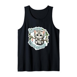 funny retro kitty cat HANG ON FRIDAYS COMING office humor Tank Top