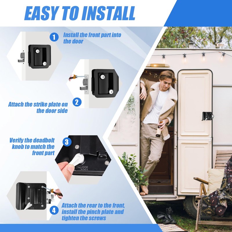 Beaiguna RV Entry Door Lock Replacement - Upgrade Door Latch
