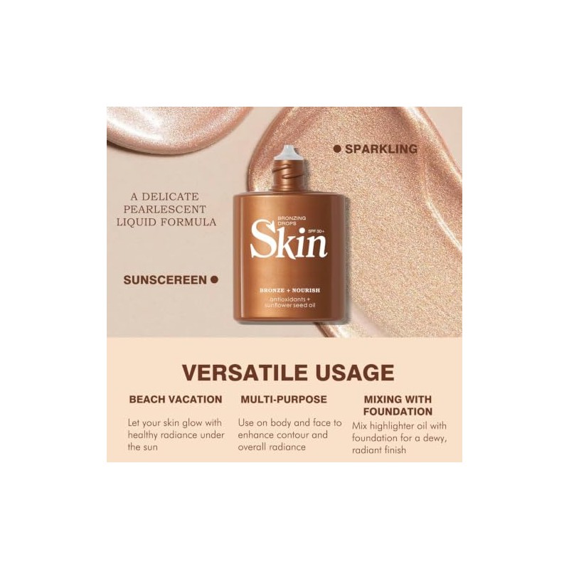 Woakess Body Shimmer Oil Iluminador Líquido Corporal Larga Duración Aceite