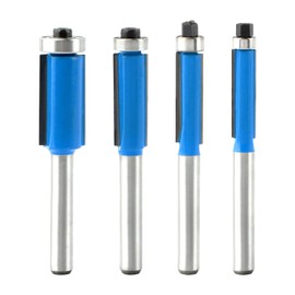 4 Pcs Flush Trim Router Bit, Top Bearing Flush Trim Router Bearing Dia 1/4", 5/16", 3/8", 1/2", Carbon Steel Cut Router Wood Straight Router Bits 1/4 Inch Shank for Woodworking