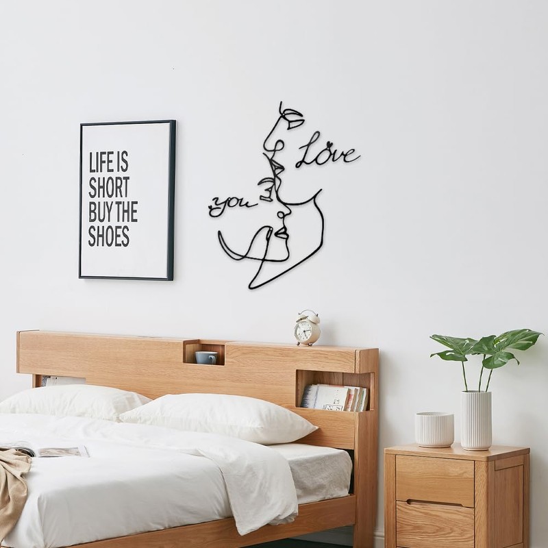 duisoad Faces Line Art Wall Decoration, Metal Black for Living