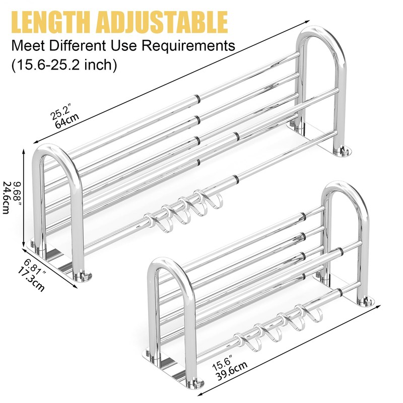 BESy Adjustable 15-25 Inch Towel Rack with Shelf for Bathroom