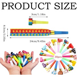 YXL 30Pcs Party Blowers, Colourful Party Whistles, Party Poppers Birthday, Party Horn for Birthday Party, Anniversary, Graduation, Wedding, Christmas