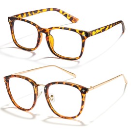 Cyxus 2 Pack Blue Light Glasses for Woman Men Stylish Computer Glasses Reduce Eye Strain UV Protection for Screen（402B023 Tortoiseshell*2）