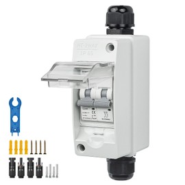 Pjerjzn Solar Panel Disconnect Switch 1000V 30A PV Shut Off Switch Outdoor Circuit Breaker Box for Solar PV Homes Battery (30Amp)