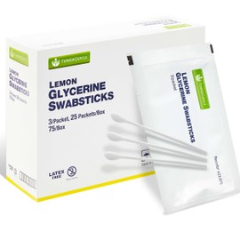 Lemon Mouth Swabs for Hospice Patients - Pack of 75 Lemon Glycerin Oral Swabs for the Elderly - Refreshes and Moistens the Mouth, Teeth, and Gums
