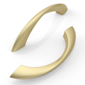 FILTA 10 Pack 3.75 Inch(96mm) Hole Centers Brushed Gold Cabinet Pulls,Arch Twisted Kitchen Cabinet Handles Zinc Alloy Cabinet Hardware for Cabinets Cupboard Handles Drawer Pulls