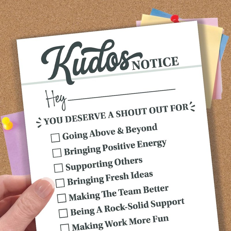 Kudos Notice Cards for Coworkers & Employees - 50 Count