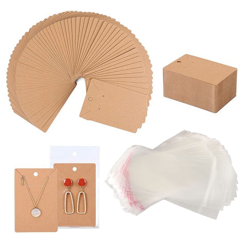 Tarjetas para Pendientes, 100 Juegos de Embalaje de Papel Kraft,