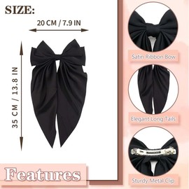 ZUWIJEQ 3 Pcs Haarschleife Damen Satin-Haarspange Mit Große Schleife Französischer Stoff Haarschleifen Clip Elegante Haarschleife Damen Schleife Haare Für Frauen Mädchen (Schwarz, Rot, Beige)