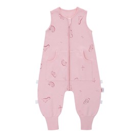 LAT Toddler Sleep Sack with Fee 0.5 Tog,Unisex Cotton Baby Sleeping Bag with Legs,All Season Sleeveless Sleep Sack with Pockets For Girls & Boys，100% Cotton,2-Way Zipper(Pink Dinosaur,1-2Years)