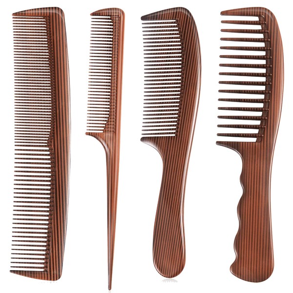 4Pcs Wooden Grain Hair Comb Sets, Professional Styling Gair Combs