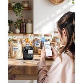 Phomemo M110 Label Makers - Barcode Label Printer Bluetooth Label Maker Portable Thermal Printer for Small Business, Address, Barcode, Logo, Clothing, Mailing, Sticker Printers for Phones & PC, Black