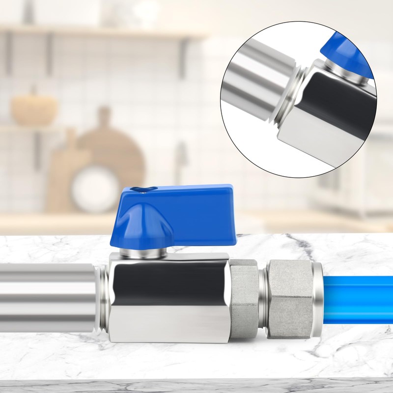 TAISHER 2PCS 304 Stainless Steel Compression Mini Ball Valve Shut