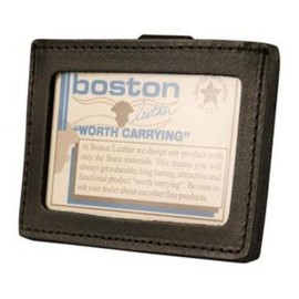 Boston Leather Horizontal ID Holder w Belt Clip