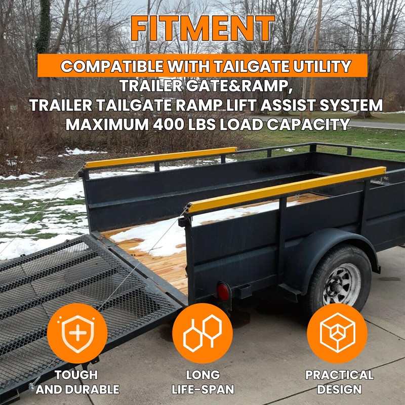 ECOTRIC 2-Sided Assist System Tailgate Utility Trailer Gate&Ramp w/ 12