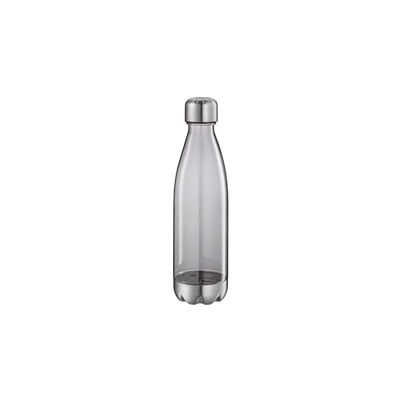 cilio Elegant Grey Transparent Drinking Bottle, 700 ml, Tritan/Stainless Steel