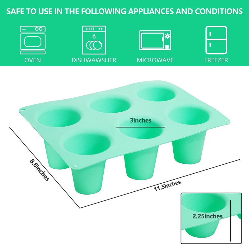 Zorazio 2 Pack Popover Pan 6-Cup, Nonstick Silicone Popover Pan