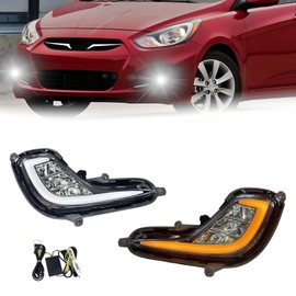 Fit For 2012-2017 Hyundai Accent Fog Lights with DRL and turn signal Full Kit with Switch and Harness (LED Version)