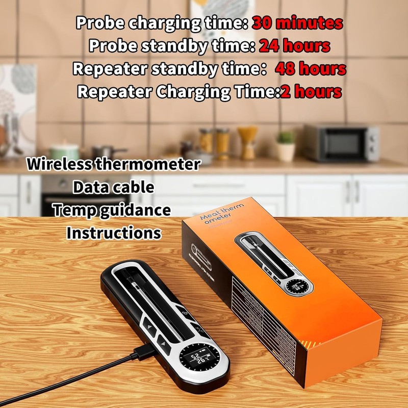500ft Smart Bluetooth Meat Thermometer with IP66 Waterproof, Food Thermometer