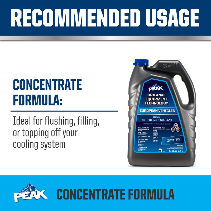 PEAK OET Extended Life Blue Concentrate Antifreeze/Coolant for European Vehicles,
