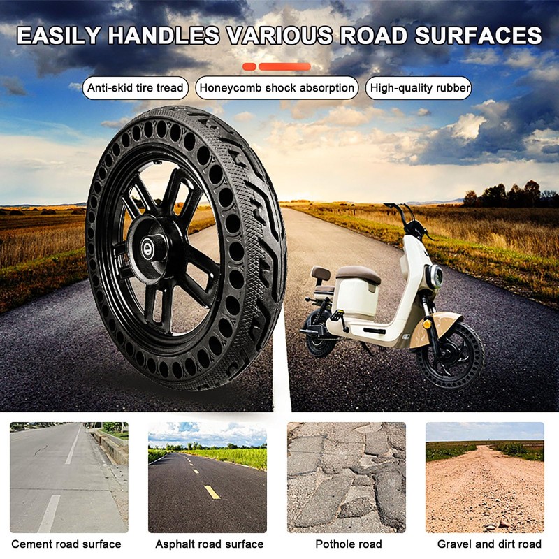 Bicycle Solid Tire 14x2.125, Rubber Airless Honeycomb Tires, 14 Inch