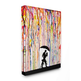 Stupell Industries Melting Colors Rainbow Rain Drops Umbrella Dancing Silhouette Canvas Wall Art, 30 x 40, Design by Artist Marc Allante