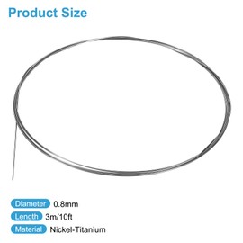 sourcing map 10 Feet Nitinol Wire, 1 Pcs 0.8mm Super Elastic Nitinol Shape Memory Pre-trained Wire Nickel-Titanium Spring Steel Wire for Research Labs DIY Classroom Display