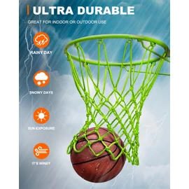 XXXYYY Green Basketball Net Outdoor Heavy Duty, 2022 Newest Professional On-Court Quality [6.88Ounce], Fits Outdoor Standard Size Hoop, All Weather Anti Whip-12 Loops