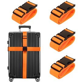 Luggage Straps for Suitcases TSA Approved Travel Belt 8 Pack by Chelmon (Orange)