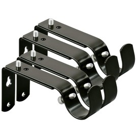 Soporte de barra de cortina ajustable o soporte para barra – para barras de 7/8 o 1 pulgada (negro, juego de 4)