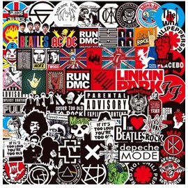 Stickers Rock de vinilo 100 pack, Pegatinas con diseños Únicos para Electrónicos, Laptops, Termos, Celulares, Guitarras, Patinetas, etc. Calcomanias Decorativas (Paquete de 100, Rock)