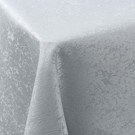 Spotjoy Tablecloth Washable Rectangular 140 x 180 cm Polyester Table Linen Jacquard Garden Tablecloth Ornaments Easy Care - Grey