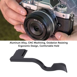 Aluminum Alloy Camera Thumb Grip Metal Thumb Ups ZF ZFC Camera, Hot Shoe Dustproof Cover, Ergonomic Body Design for Stable Hand Hold (BLACK)